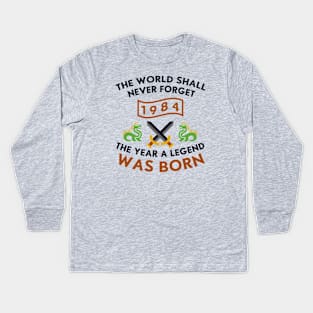 1984 The Year A Legend Was Born Dragons and Swords Design Kids Long Sleeve T-Shirt